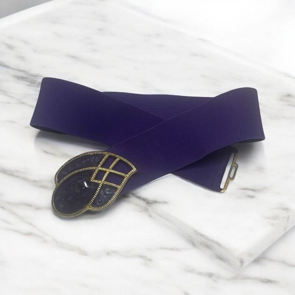 Vintage Belt DAY LOR Purple Gold Stretch 80s Fashion Made In USA